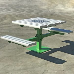 Pedestal picnic table with aluminium tops