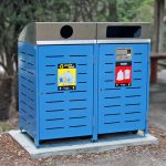 Stainless steel curved frogmouth canopy bin surrounds