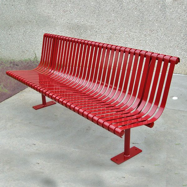 All steel slatted park seat