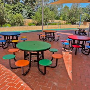 Multi Coloured Round Table Settings