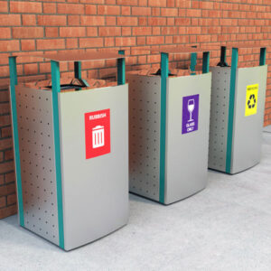 Multi Waste Stream bin surrounds, stainless steel construction