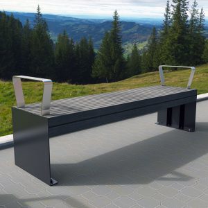 Heavy Duty Park Bench, Powdercoated Frames, Timber-Look Battens