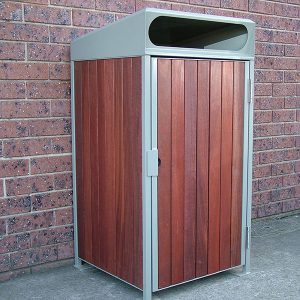 Timber battens on bin surround