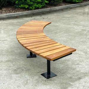 Bolt Down Curved Bench, tapered hardwood battens