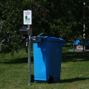 Dog Waste Station, Bag Dispenser, Sign and Wheelie Bin Security Post