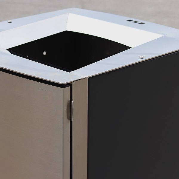 Flat Stainless steel cover on a bin surround