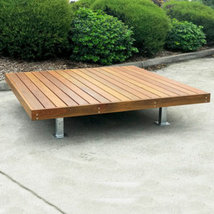 Platform Bench, Spotted gum battens and galvanised steel frame