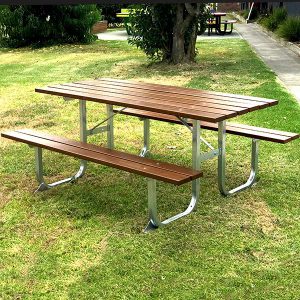 Standard timber battened picnic table setting