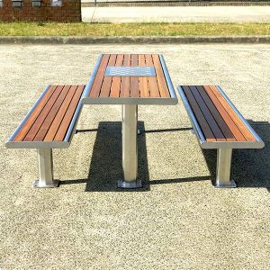 Heavy Duty stainless steel table setting with timber battens