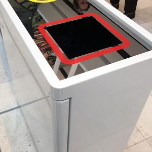 Powdercoated, stainless steel top, 2 bin liners