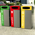 Infinity series bin surrounds with waste separation signage