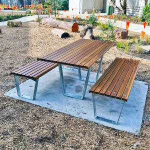 Picnic Table, Spotted Gum and Galvanised Mild Steel Frames