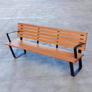 Kiama park seat, Timber-Look Battens, Powdercoated frames