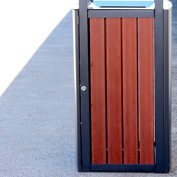 Timber panelled bin surround