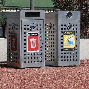 Stainless steel garbage bin surrounds