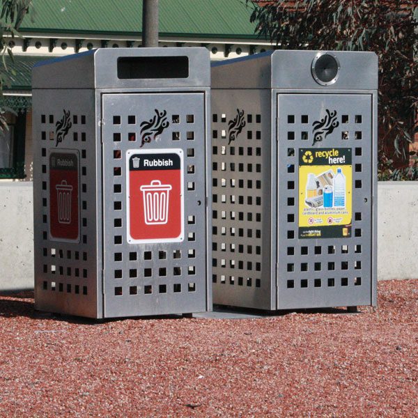 Stainless steel garbage bin surrounds