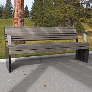 Hobart Park Seat with Back Hobart Park Seat Alpine Ash Timber-Look Aluminium