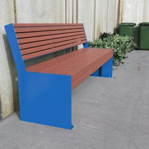 Hobart Park Seat with Back Powdercoated Mild Steel and Enviroslat Battens