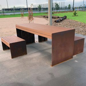 Enviroslat and Corten Weathering Steel, Picnic Table