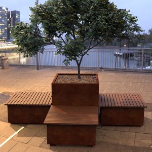 Hamilton Square Bench and planter