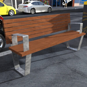 Galvanised Mild steel and spotted gum park seat