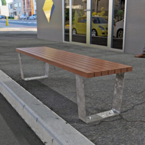 Bench with Spotted Gum Battens, Mild steel galvanised frame