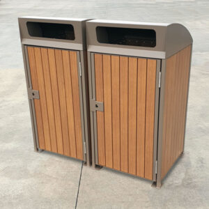 Timber-Look Aluminium clad Bin Surround with curved cover