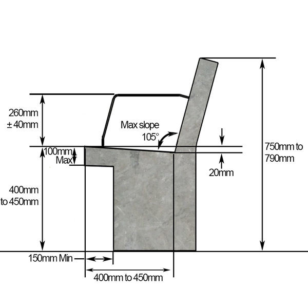 AS1428.2 compliant concrete seat